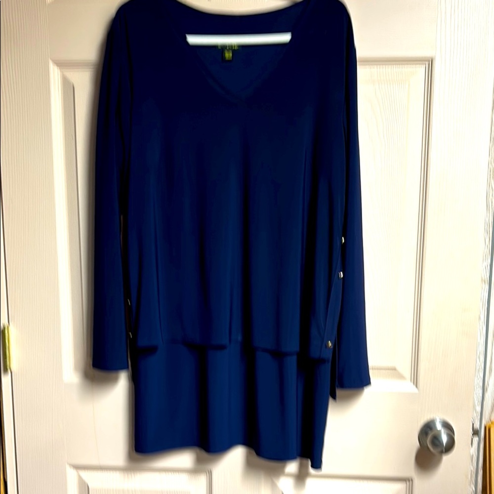 Blue Asymmetrical Long Sleeve Tunic